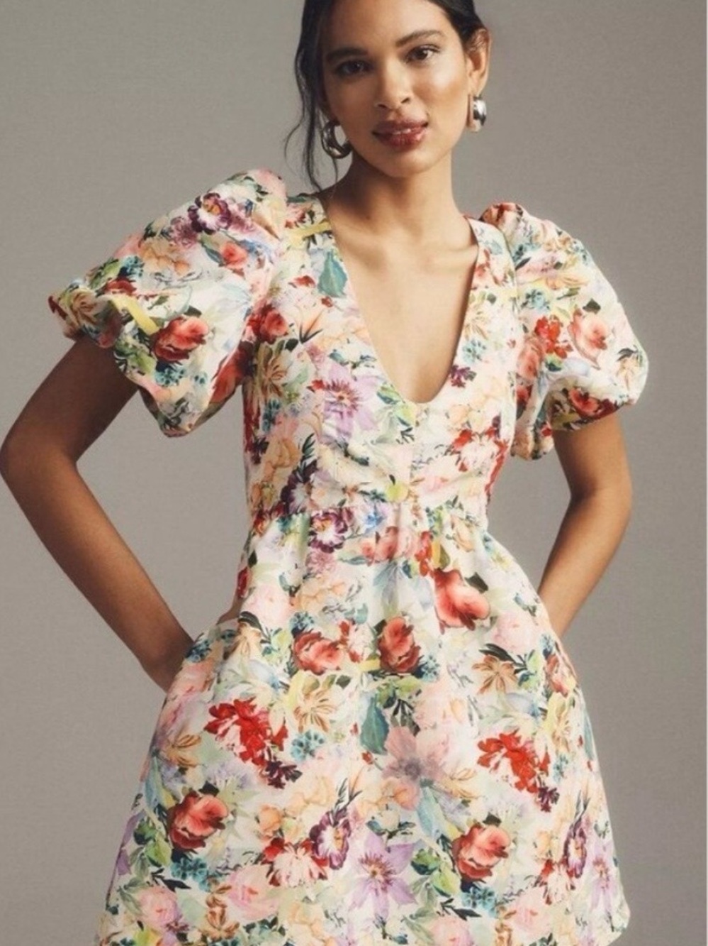 Sachin + Babi White Dress with Pink Rose Floral Detail - Picture 4 of 7